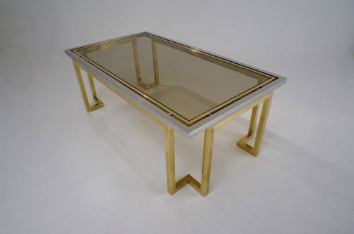 Romeo Rega coffee table, brass & chrome, 1970`s ca, Italian
